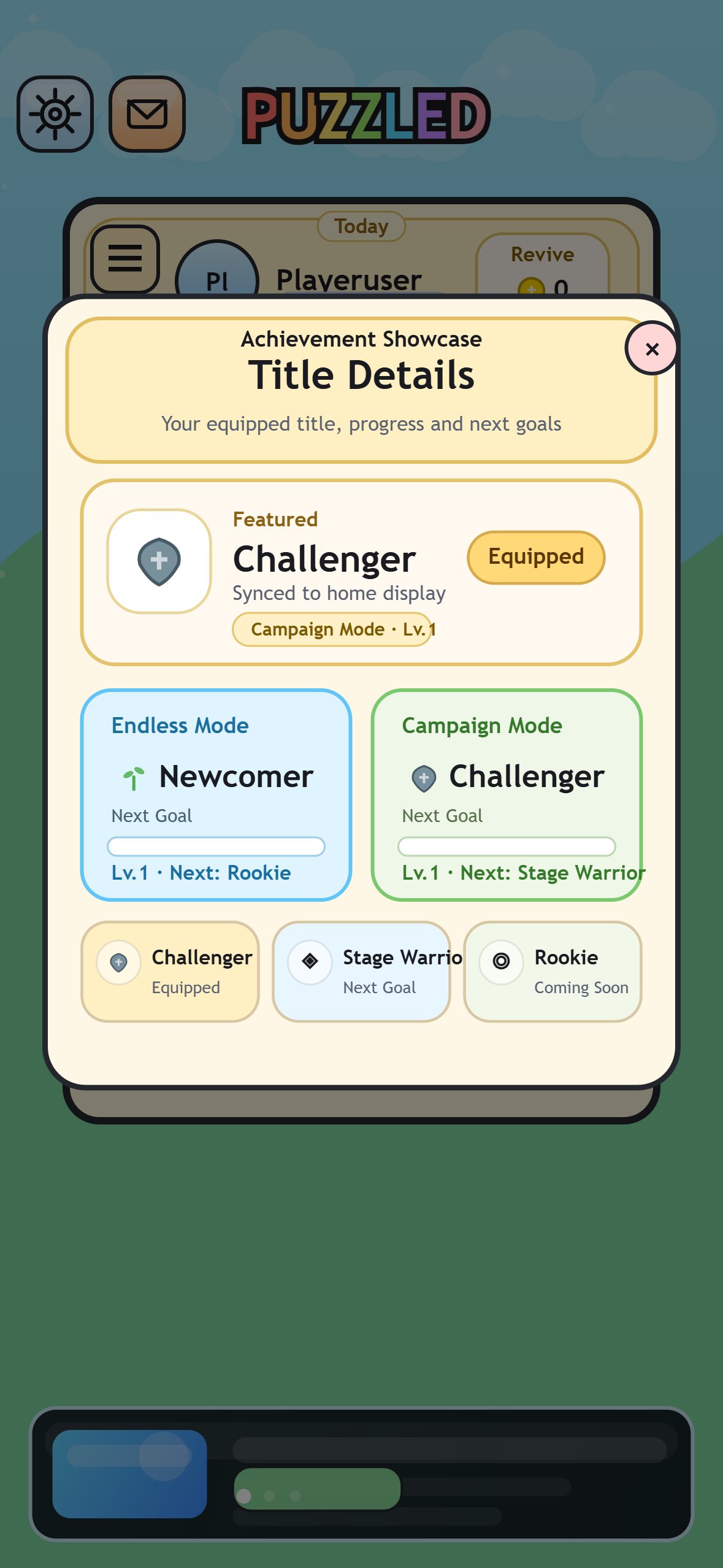 Block Blitz achievement and title progress screenshot