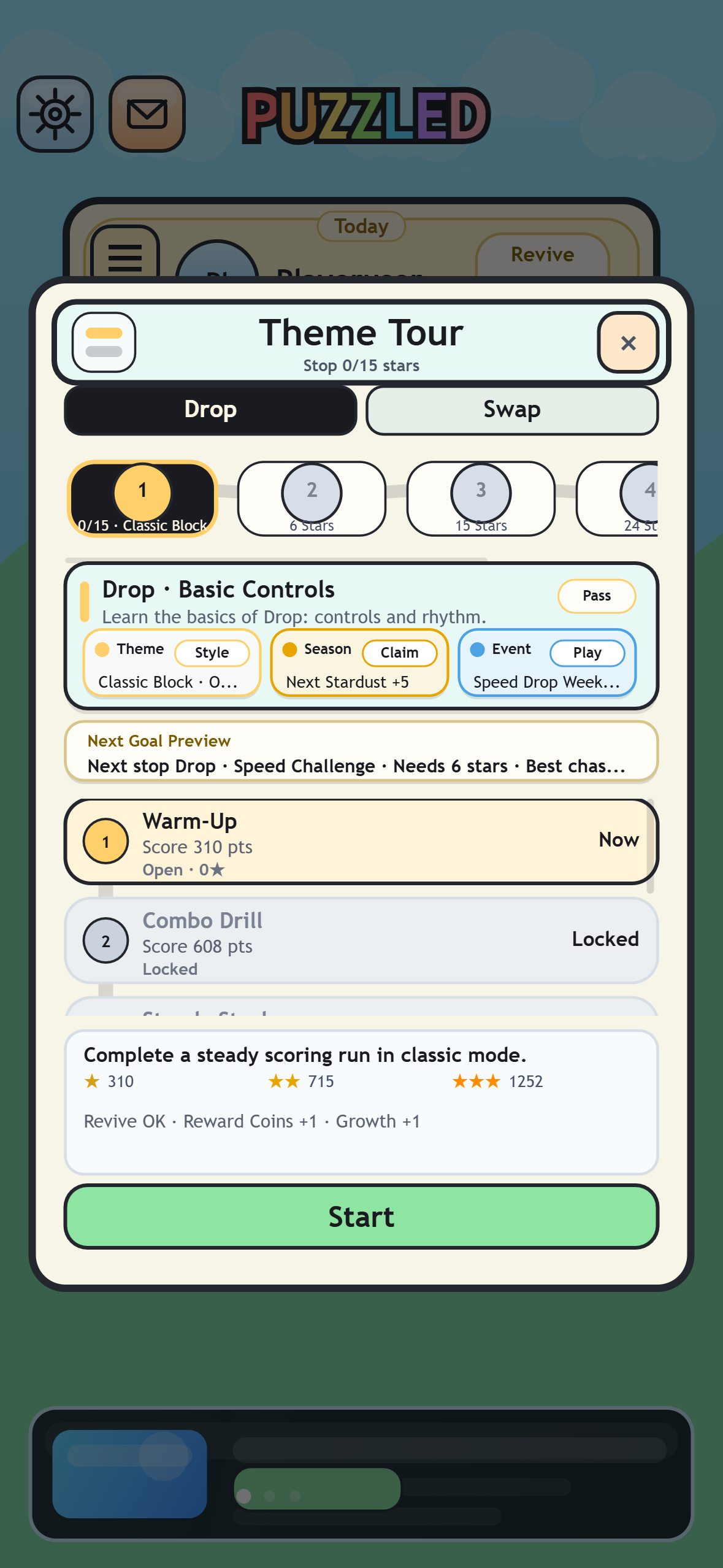 Block Blitz modes and chapter route screenshot