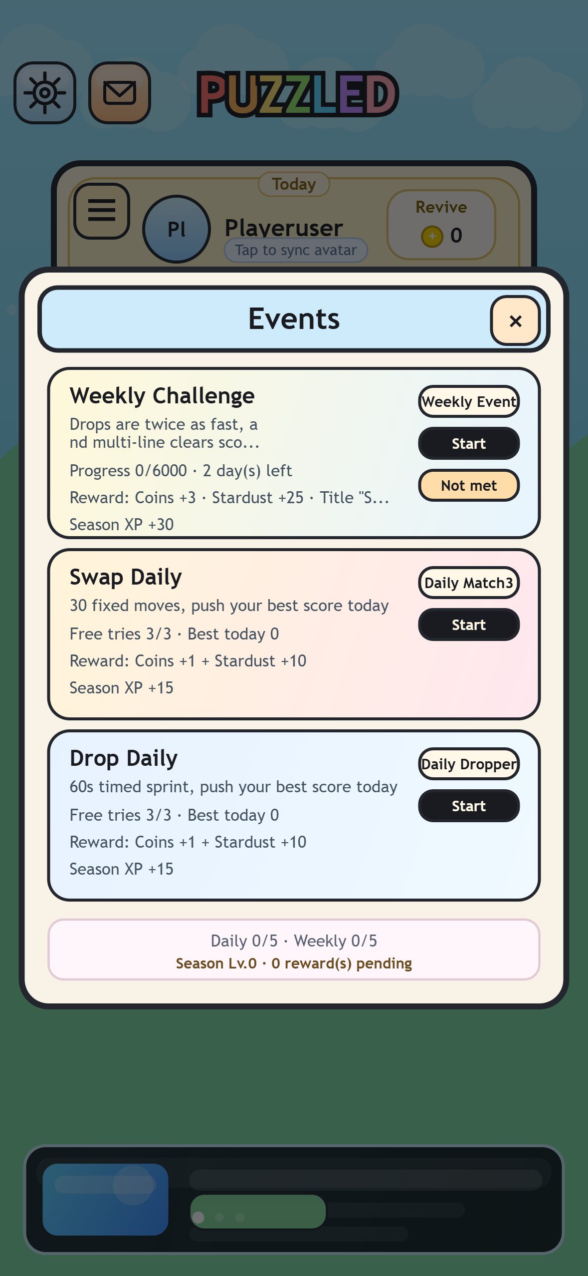 Block Blitz daily challenge and activity screenshot
